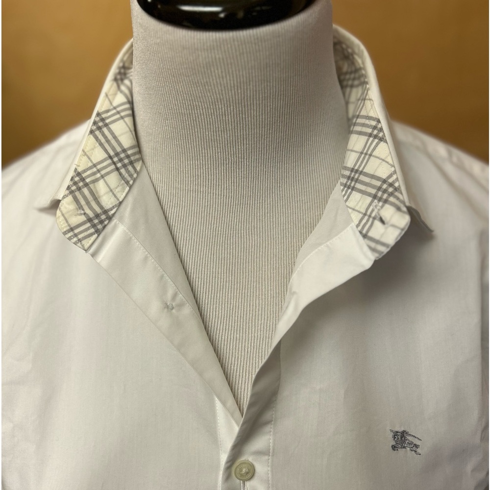 Burberry Black Label Women’s Crisp Long Sleeve Collared Shirt w Logo Size 39 (S)